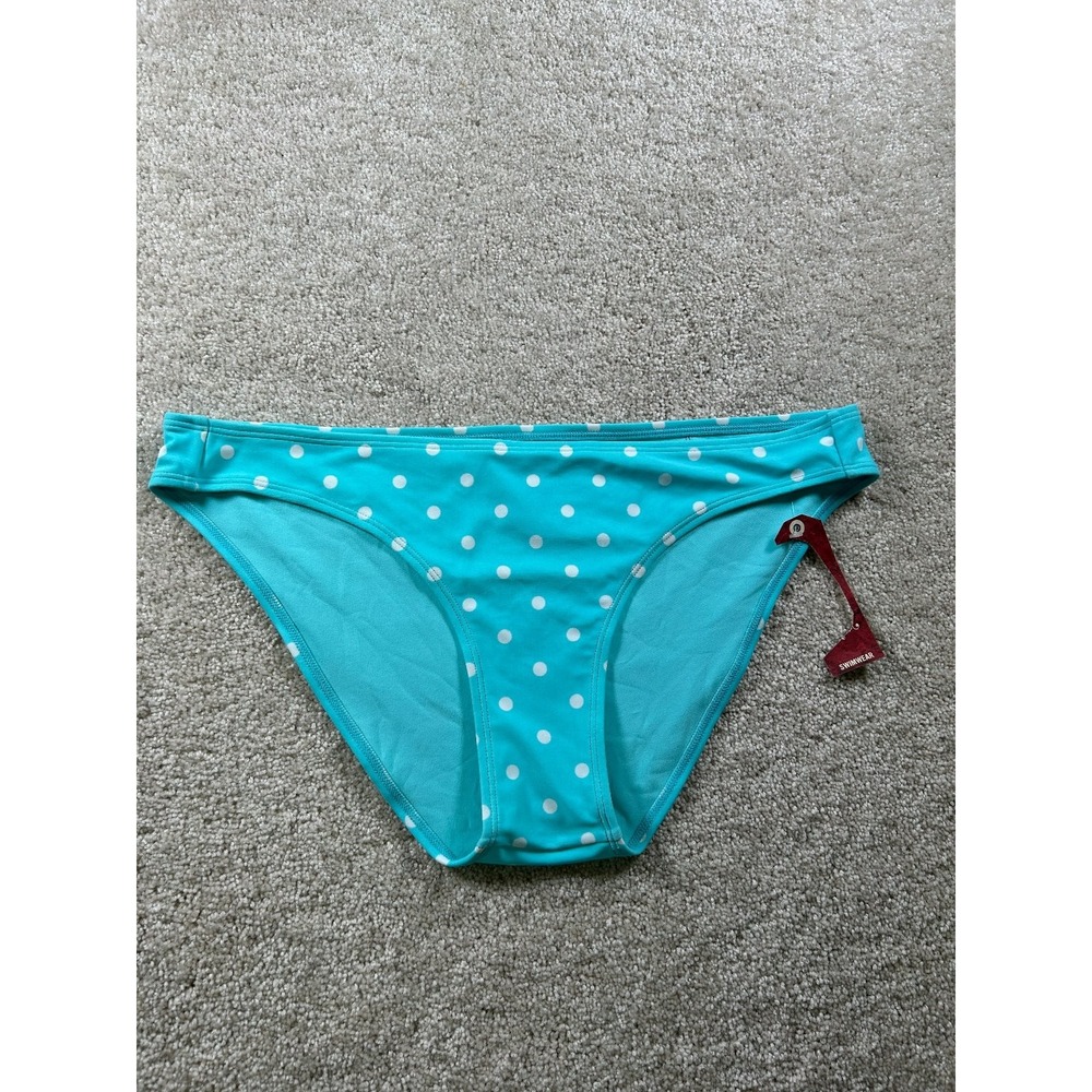 Arizona Jean Co. Women's Swimwear Bottom Large Turquoise‎ Polka Dot